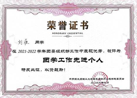 2022团学工作先进个人